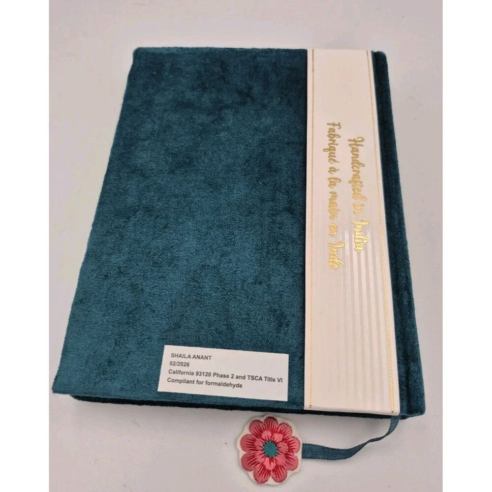 Handcrafted Beaded Embroidered Journal Floral Velvet Handmade in India 8x6 Gift